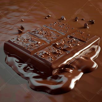 Barra de chocolate com chocolate derretido em baixo 31