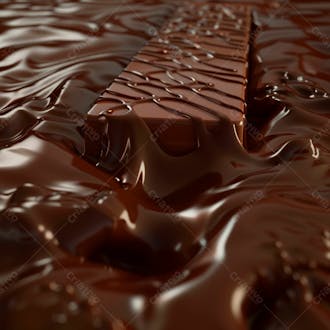 Barra de chocolate com chocolate derretido em baixo 33