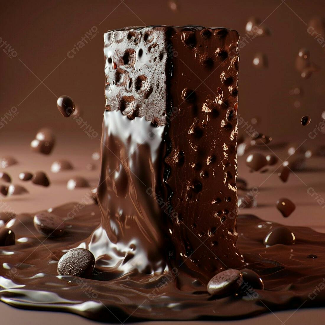 Chocolate derretendo sobre bolo