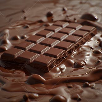 Barra de chocolate com chocolate derretido em baixo 35