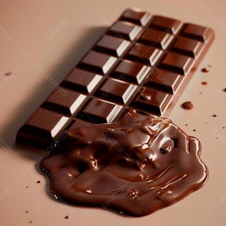 Barra de chocolate com chocolate derretido em baixo 36