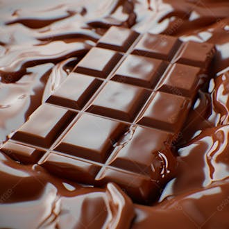 Barra de chocolate com chocolate derretido em baixo 37
