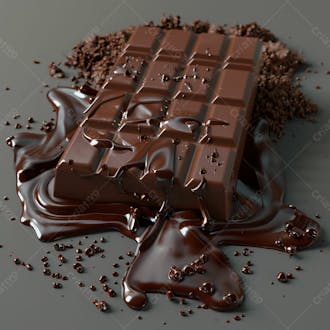 Barra de chocolate com chocolate derretido em baixo 38