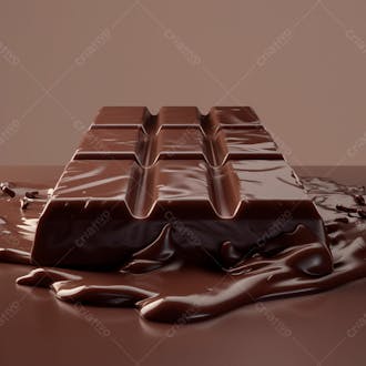 Barra de chocolate com chocolate derretido em baixo 39