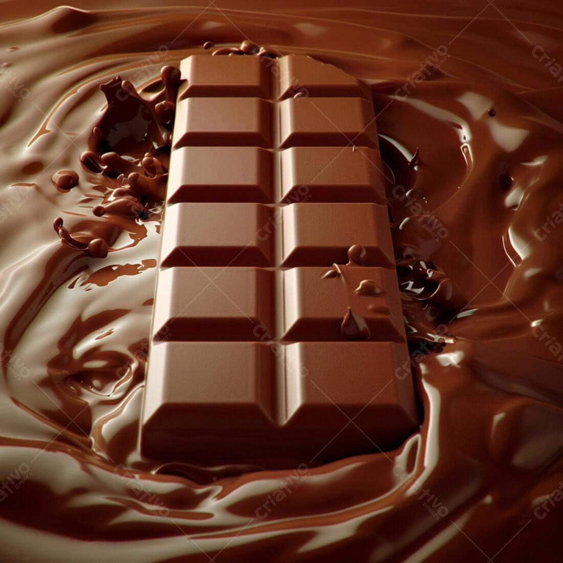 Barra de chocolate mergulhada em chocolate derretido