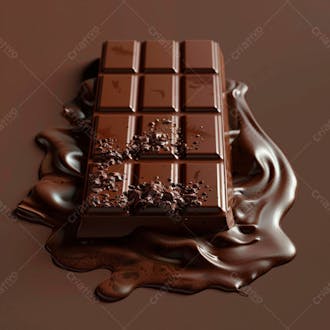 Barra de chocolate com chocolate derretido em baixo 41