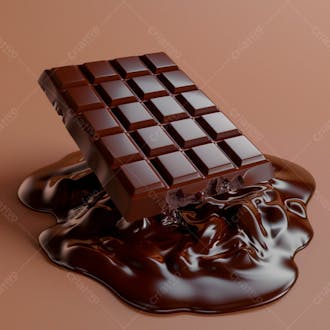 Barra de chocolate com chocolate derretido em baixo 43