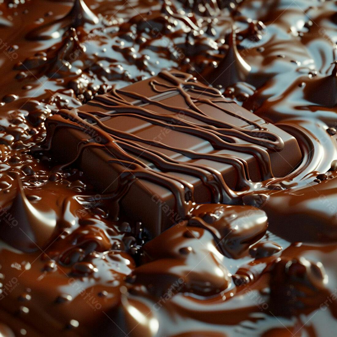 Barra de chocolate mergulhada em chocolate derretido
