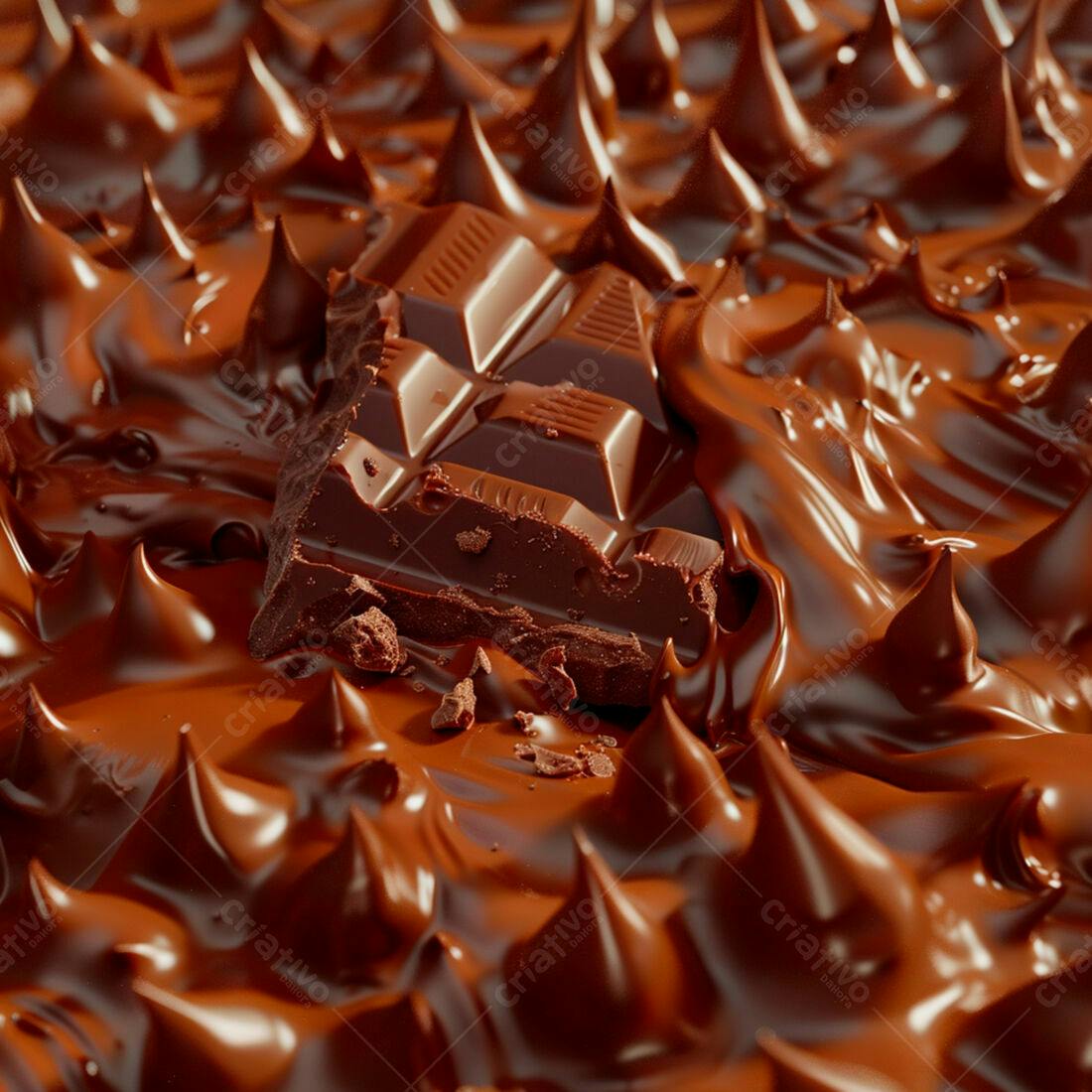 Barra de chocolate amargo em chocolate derretido