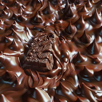 Barra de chocolate com chocolate derretido em baixo 46