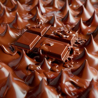 Barra de chocolate com chocolate derretido em baixo 47
