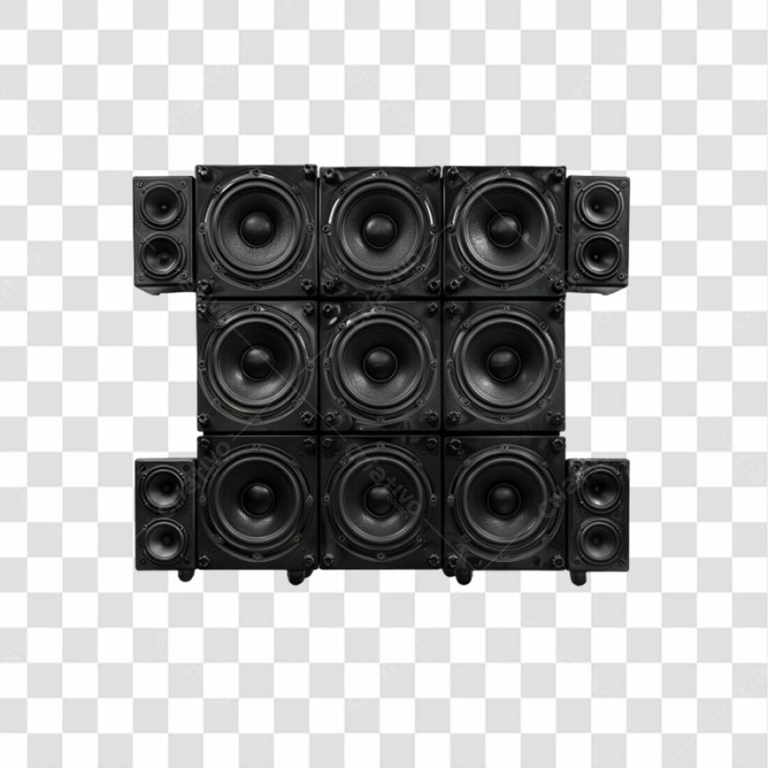 Icone de Sistema de Som Preto PNG com fundo transparente