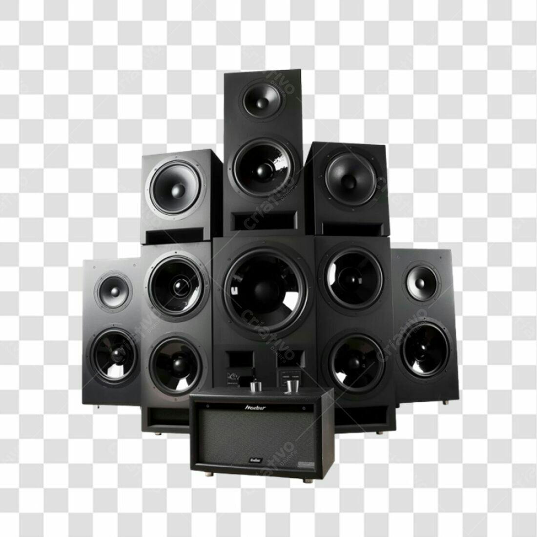 Icone Sistema de Som Preto PNG com fundo transparente