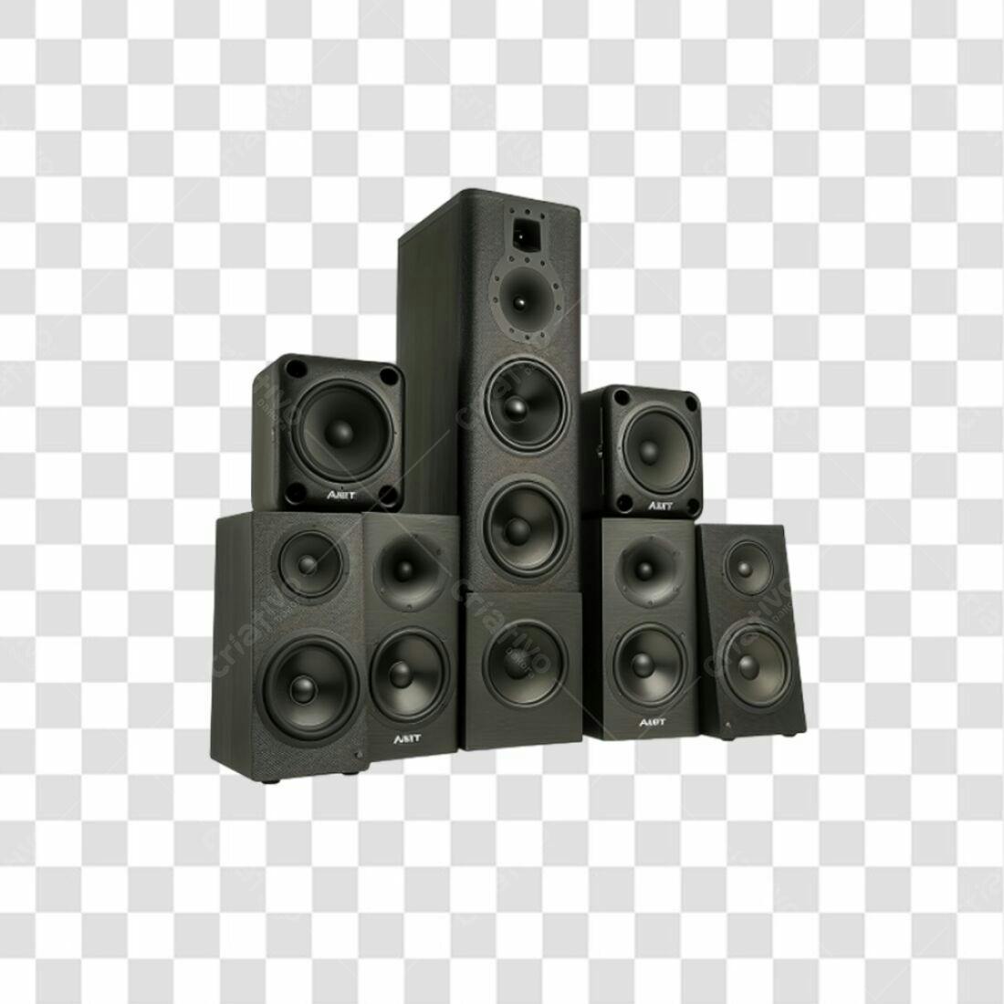 Icone Sistema de Som Preto PNG com fundo transparente