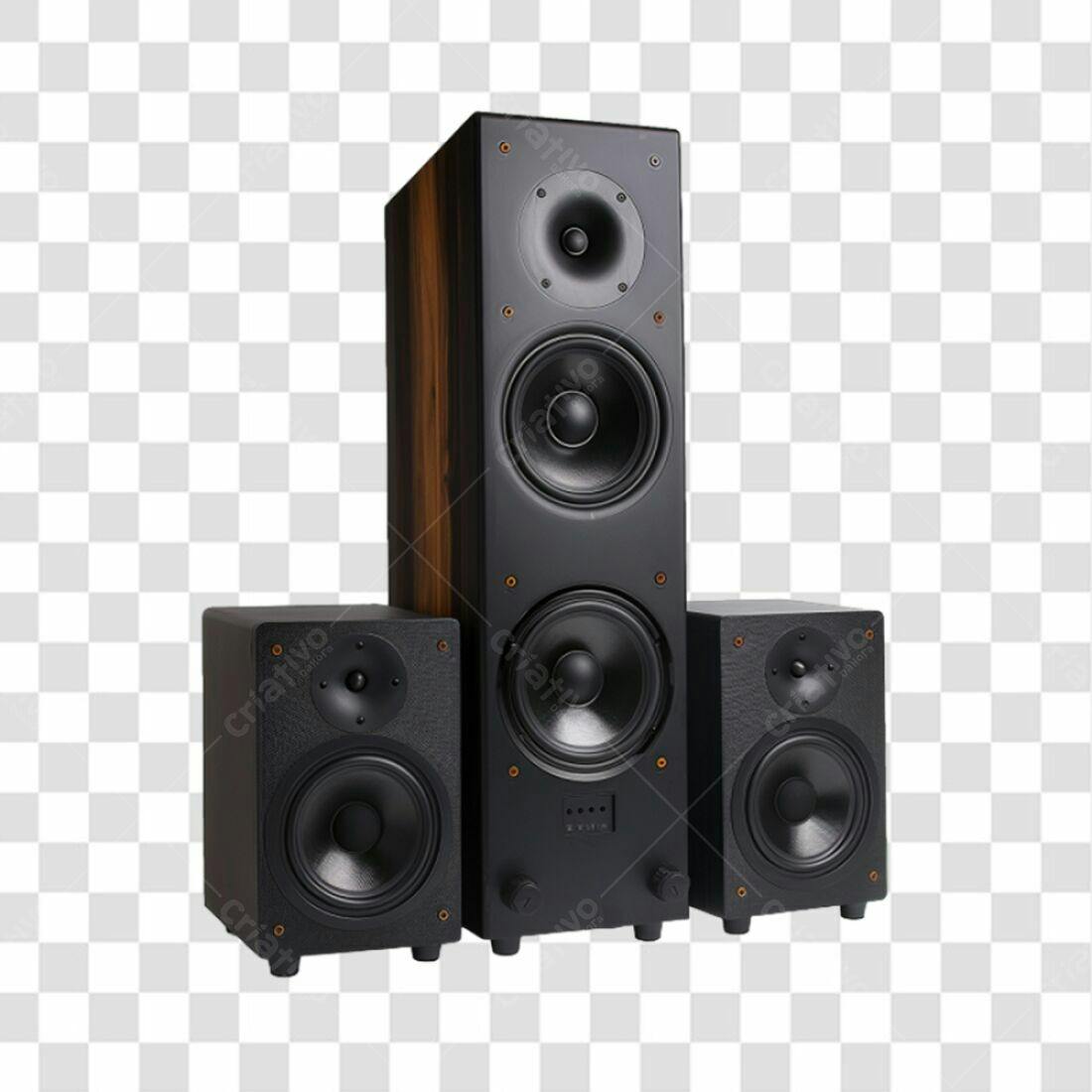 Icone Sistema de Som Preto e Madeira PNG com fundo transparente