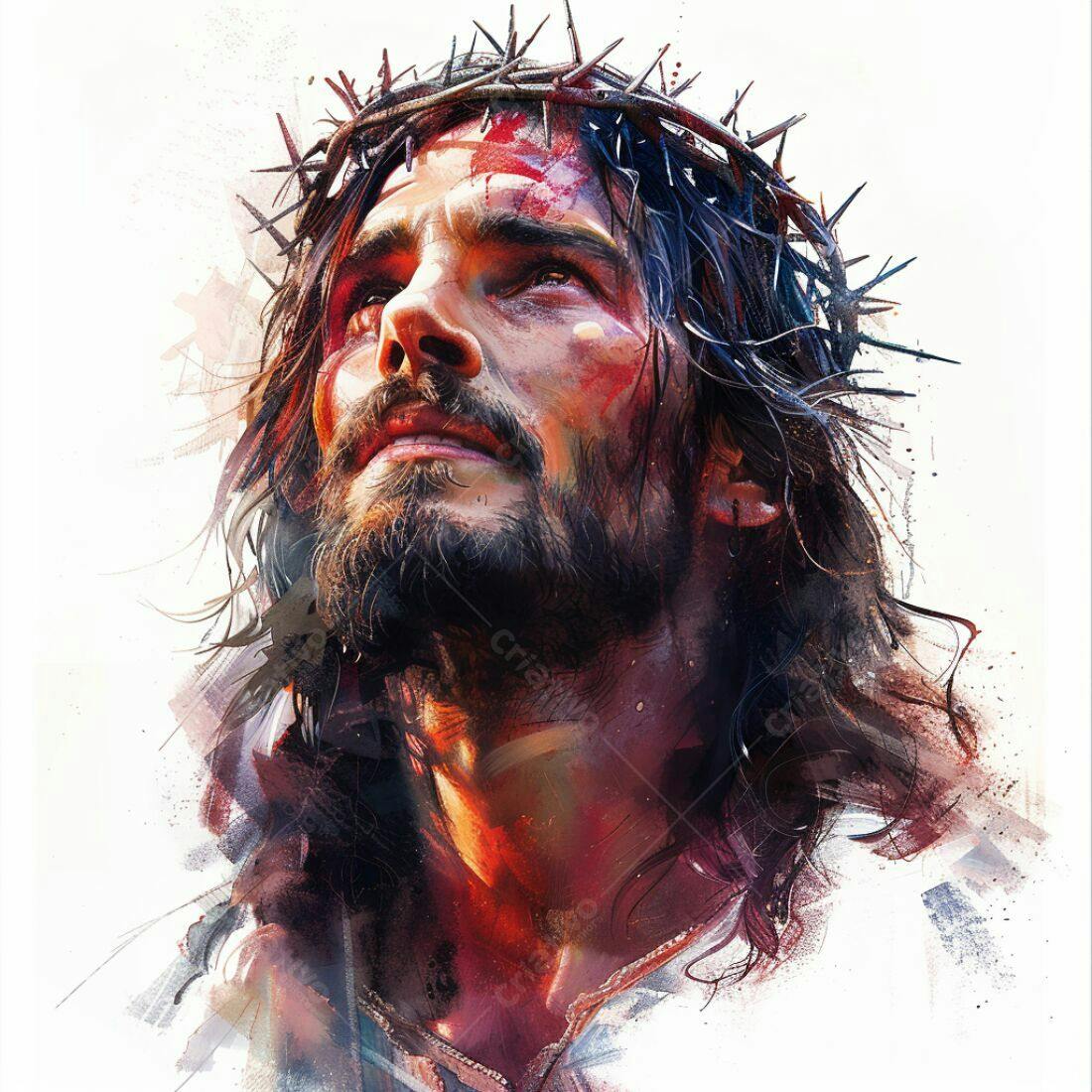 Jesus Cristo com coroa de espinhos pintura