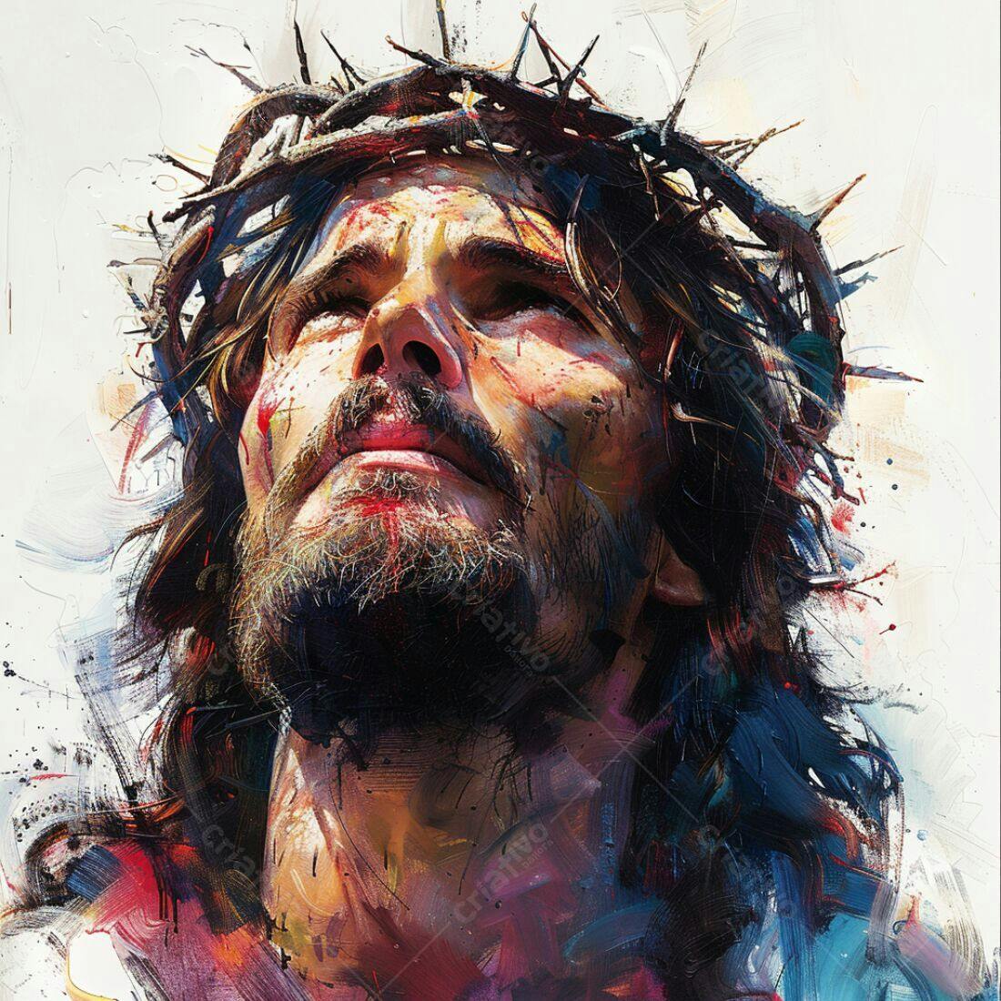 Jesus Cristo com coroa de espinhos pintura