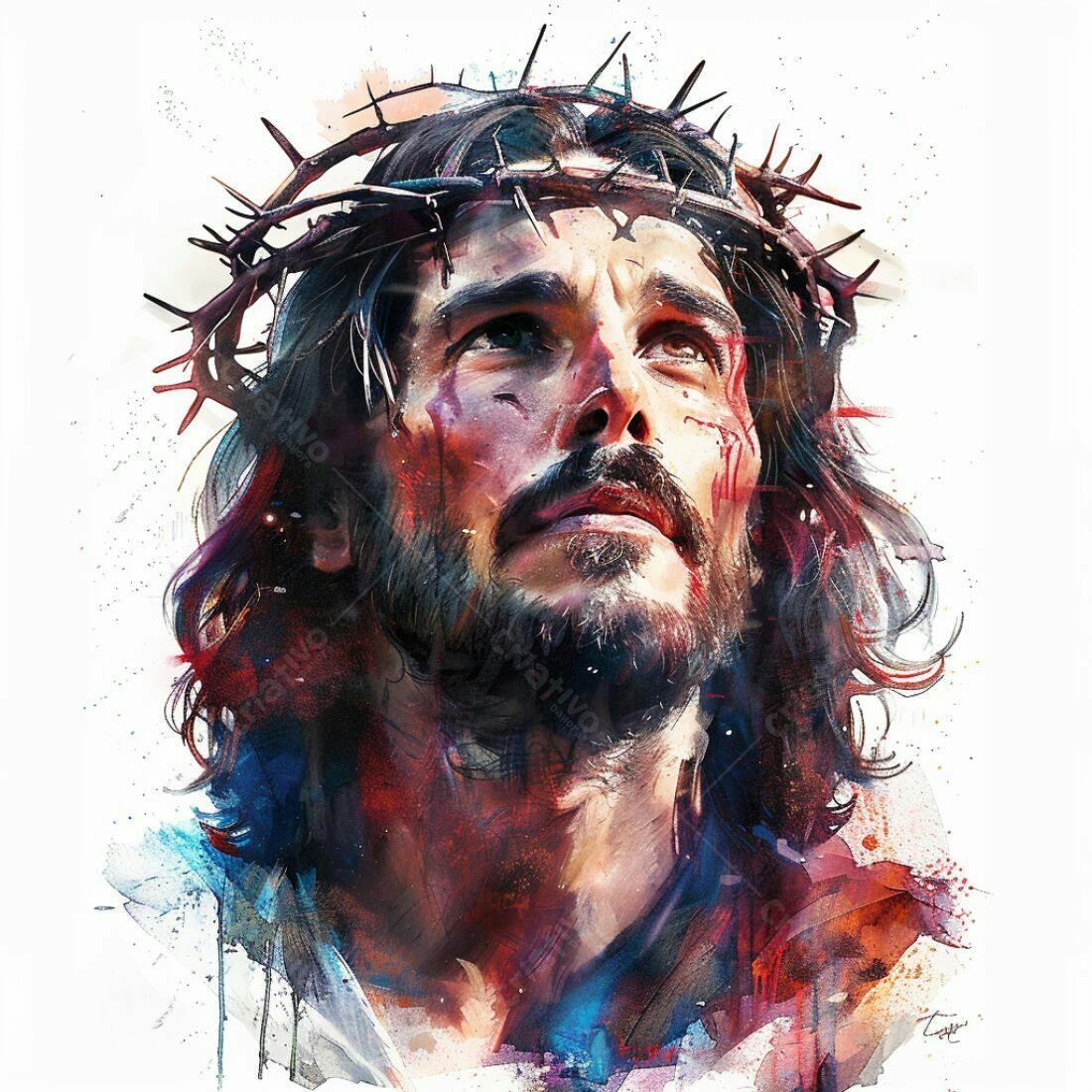 Jesus Cristo Coroa de Espinhos Pintura Digital