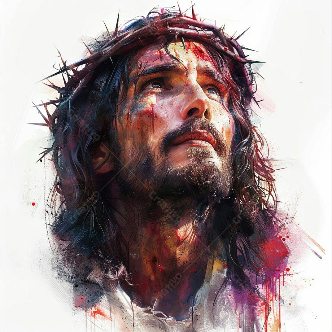 Jesus Cristo coroa de espinhos pintura