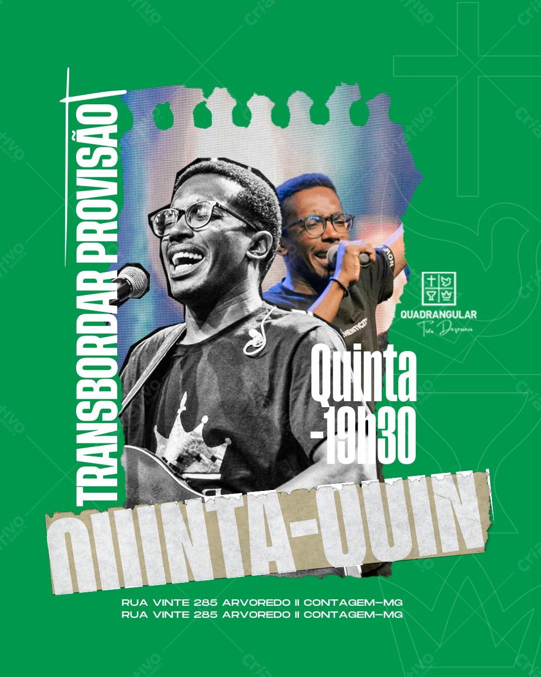 Post Instagram Evento Gospel Verde e Bege Editável no Canva