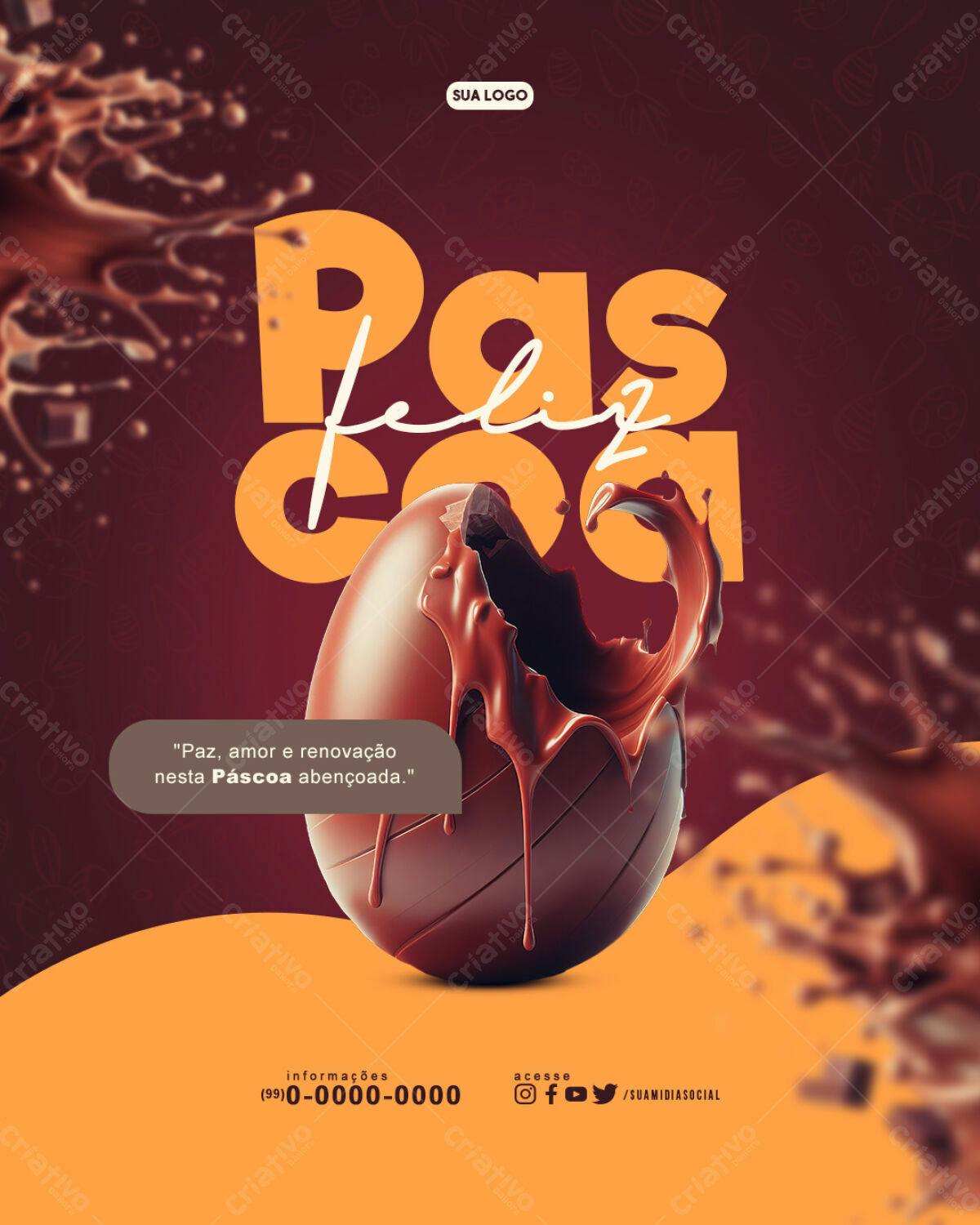 Flyer Páscoa com Ovo de Chocolate PSD Editável
