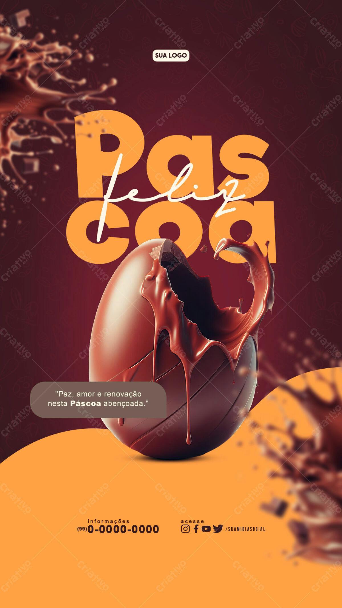 Flyer Páscoa com Ovo de Chocolate PSD Editável