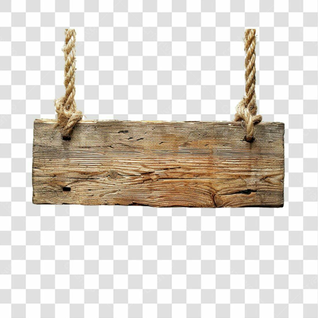 Placa de madeira rústica PNG com fundo transparente
