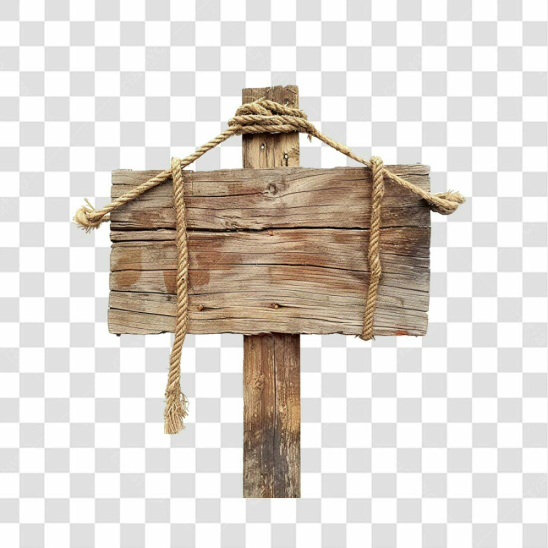 Placa de madeira rústica PNG com fundo transparente