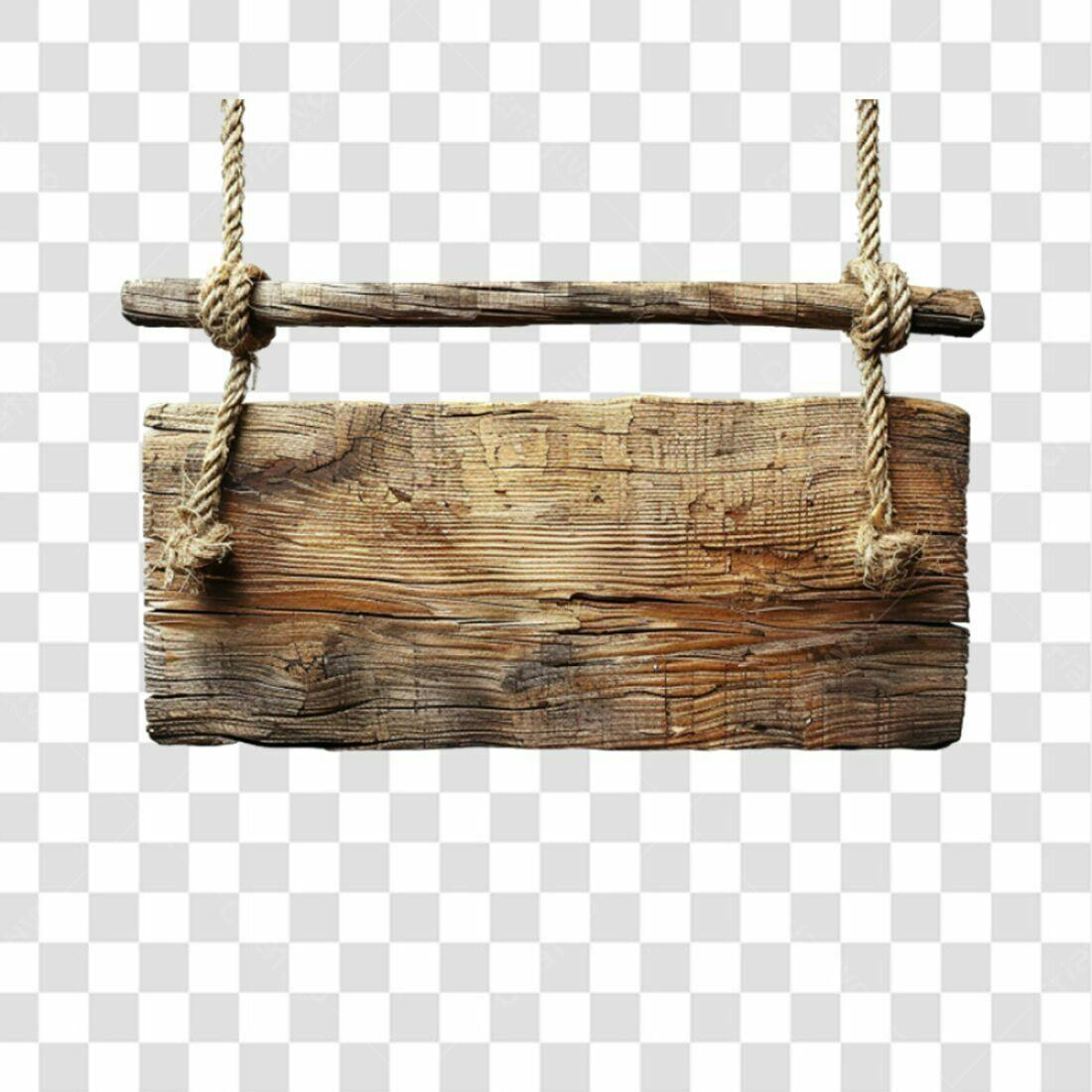 Placa de madeira rústica PNG com fundo transparente