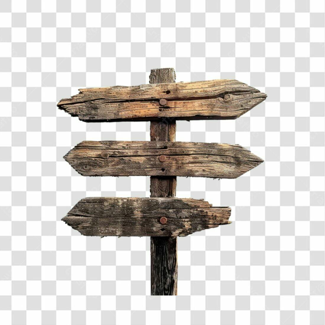Indicador de Direção Madeira Rustica PNG com fundo transparente