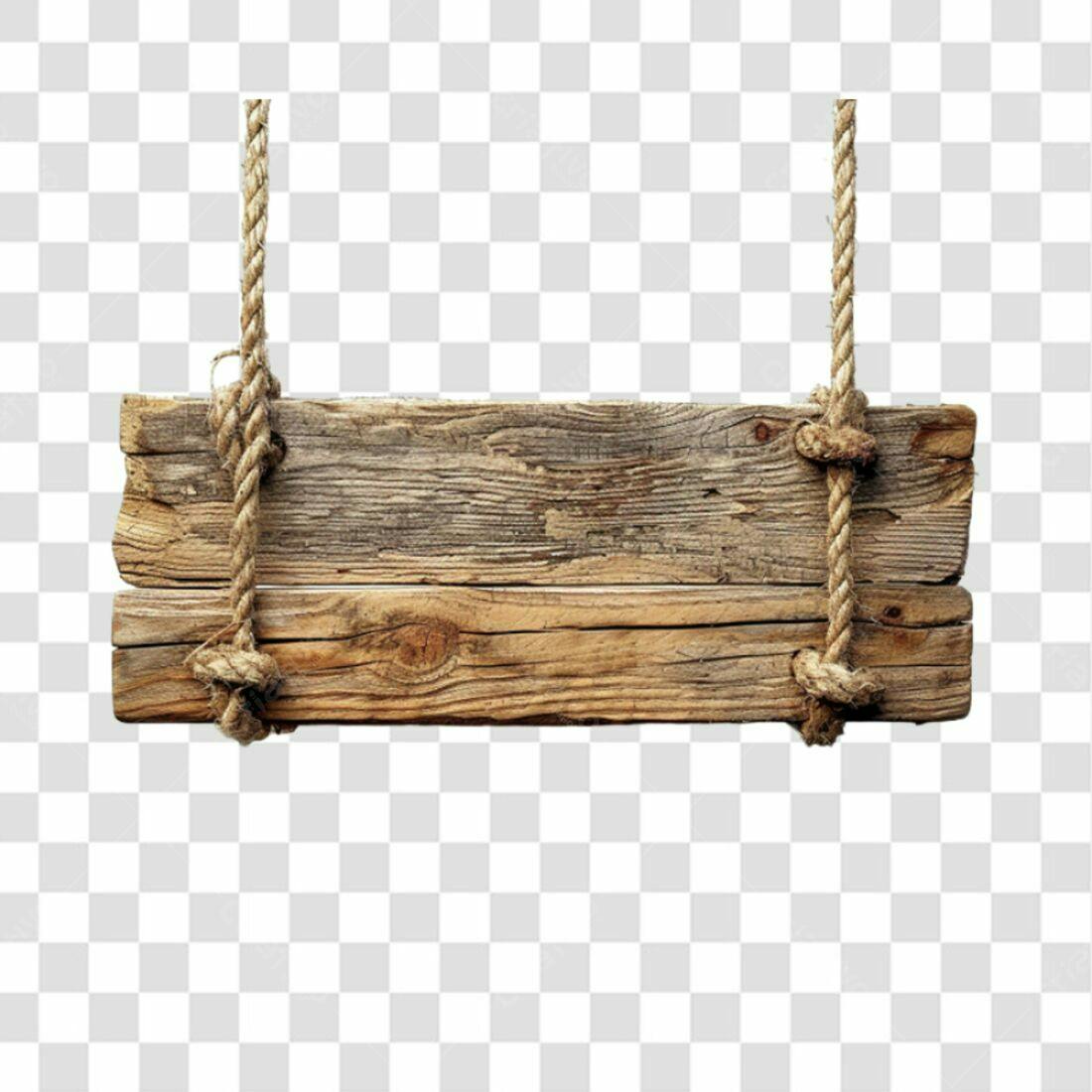 Placa de madeira rústica PNG com fundo transparente