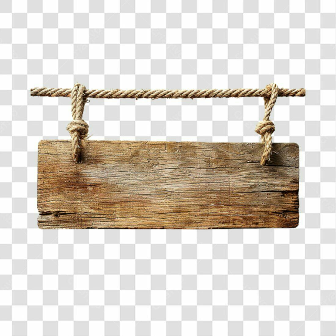 Placa de madeira rústica PNG com fundo transparente