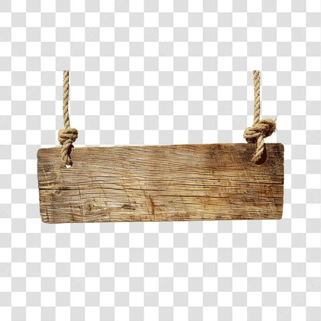 Placa de madeira rústica PNG com fundo transparente
