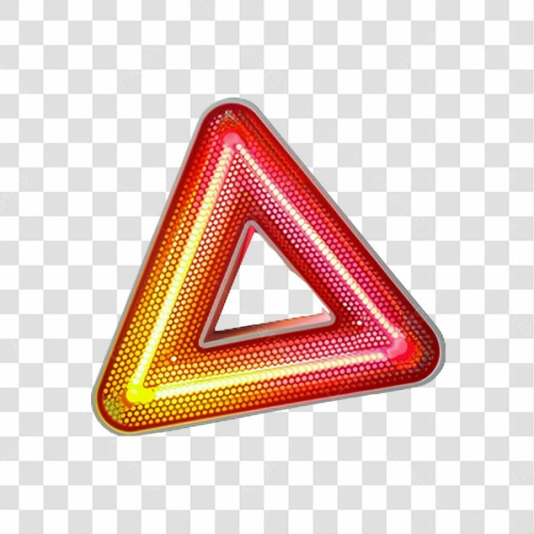 Icone Triângulo Neon Vermelho e Amarelo PNG com fundo transparente