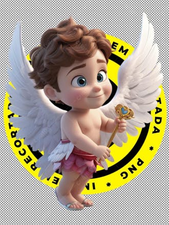 Imagem 3d, cupido, asas, imagem recortada, menino fofa