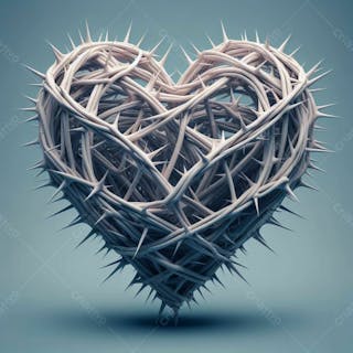 Composição de coração em 3d em formato de espinhos em referência a páscoa i.a v.1