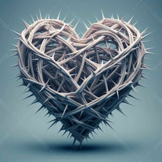 Composição de coração em 3d em formato de espinhos em referência a páscoa i.a v.1