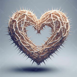 Composição de coração em 3d em formato de espinhos em referência a páscoa i.a v.3