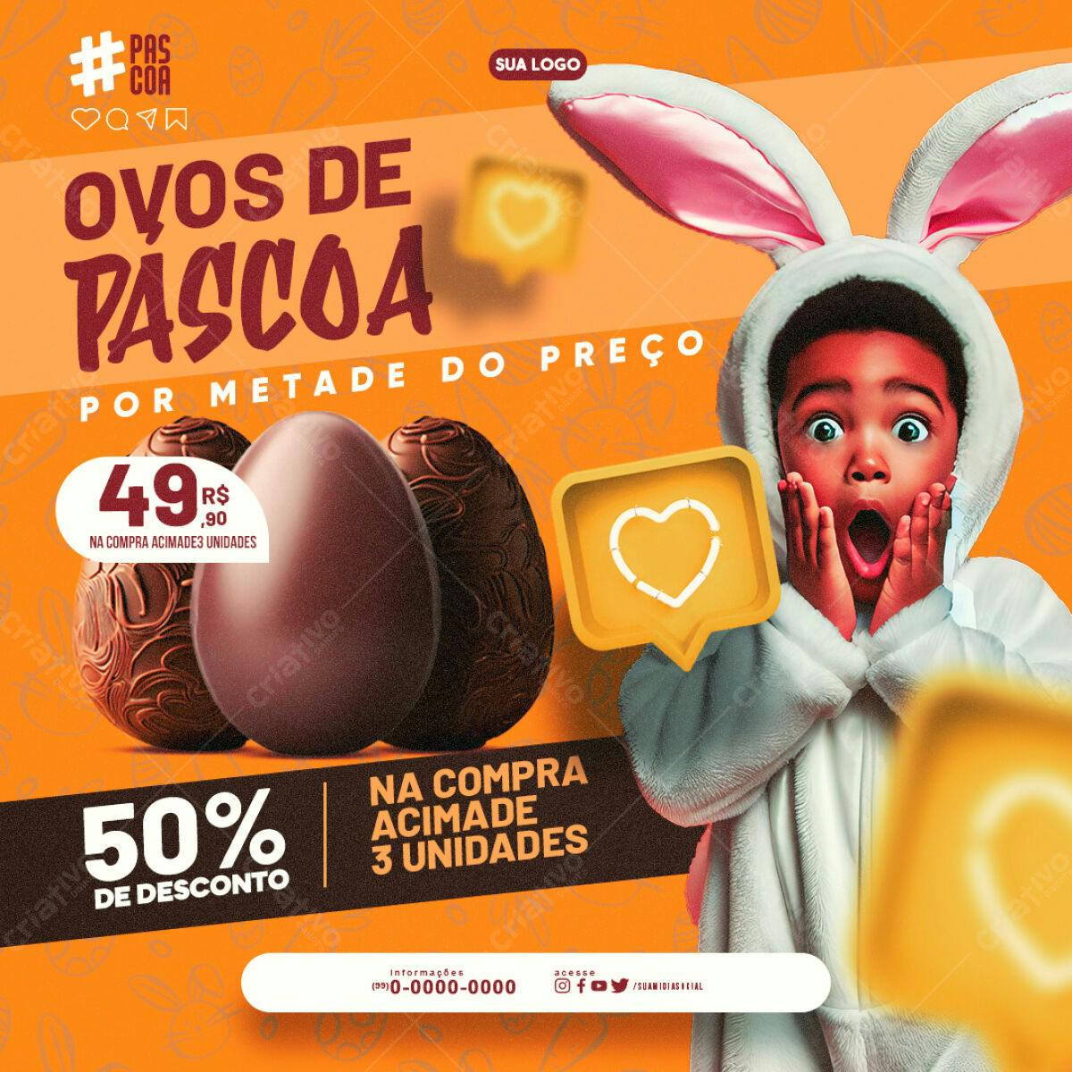 Flyer Páscoa Ovos de Chocolate PSD Editável