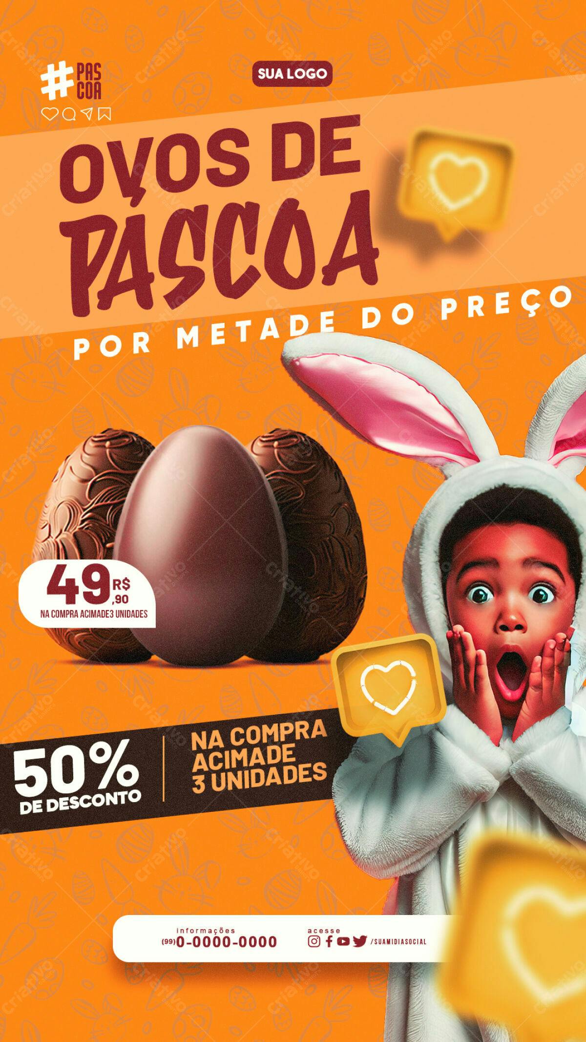 Flyer Páscoa Ovos de Chocolate PSD Editável