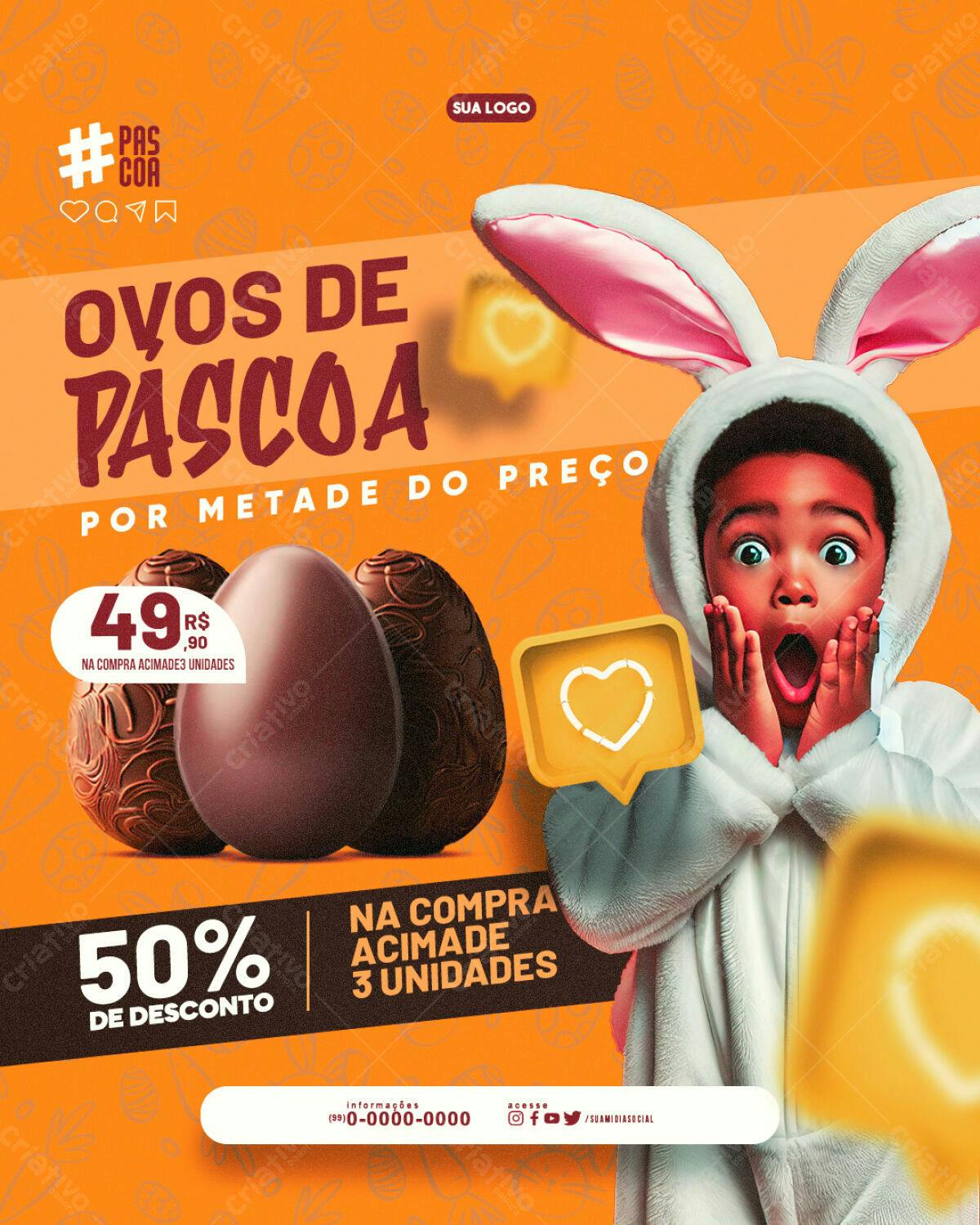 Flyer Páscoa Ovos de Chocolate PSD Editável