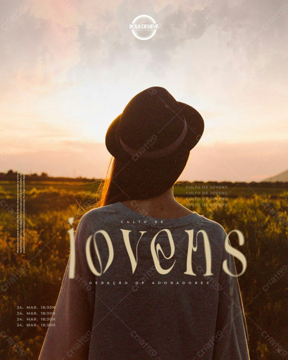 Flyer para Culto de Jovens PSD Editável