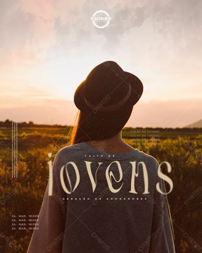 Flyer para Culto de Jovens PSD Editável