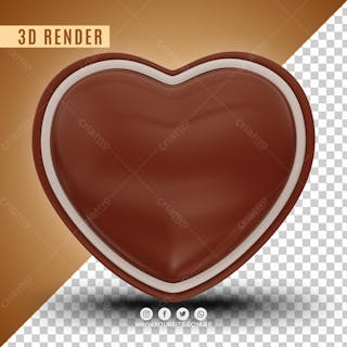 Icone 3d de coração de chocolate