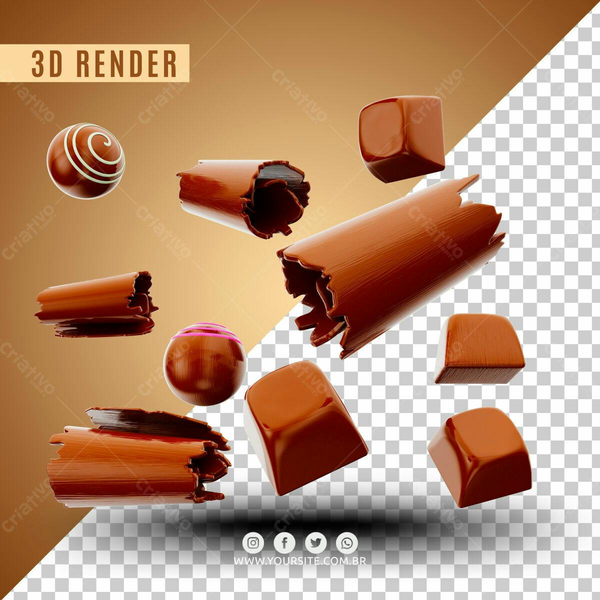 Mockup de Chocolates Marrons PSD Editável