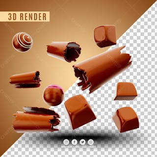 Bombons de chocolate elementos 3d