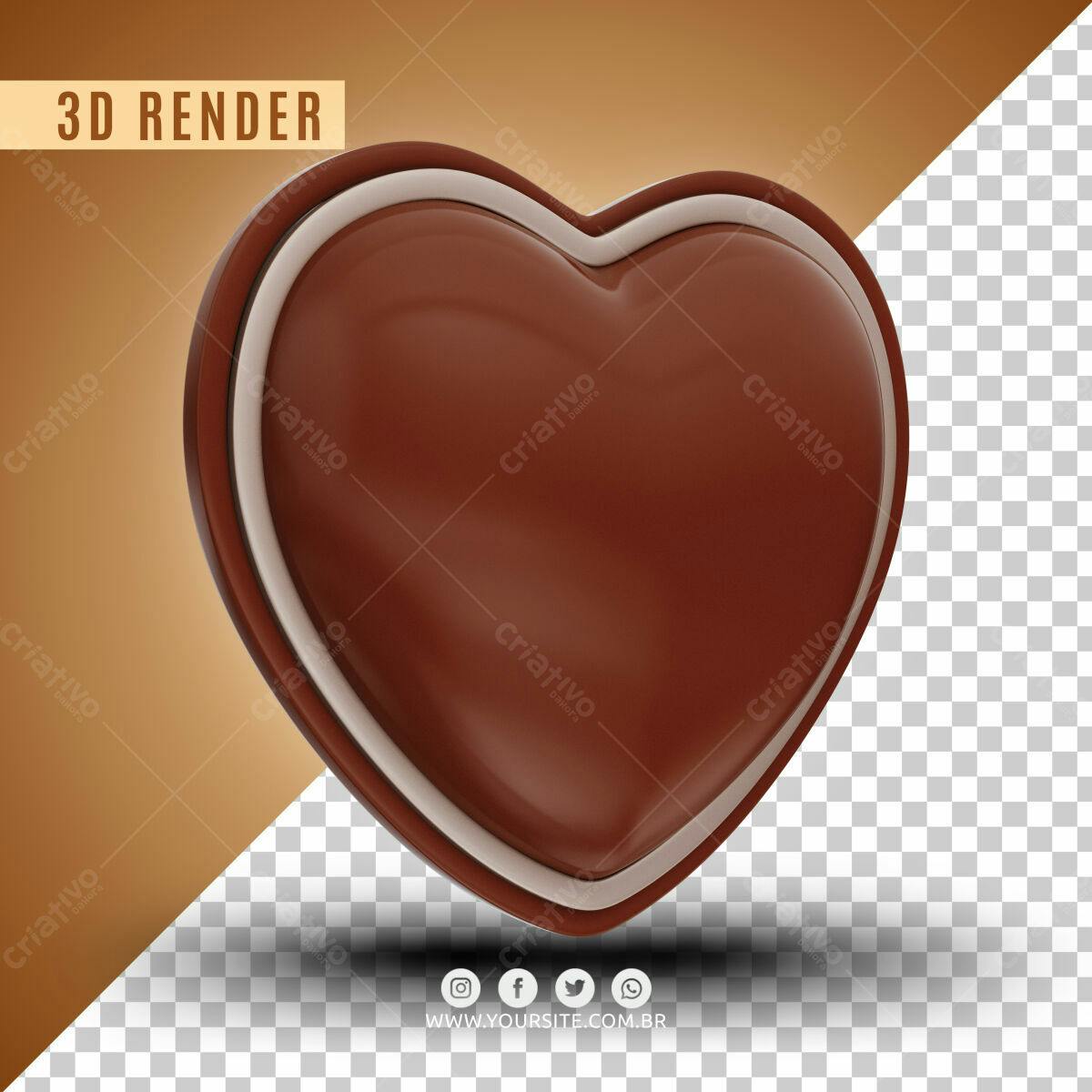 Mockup Coração em Chocolate PSD Editável