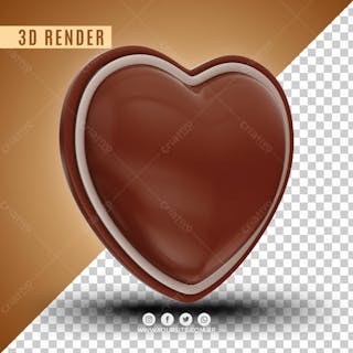 Icone 3d de coração de chocolate 2