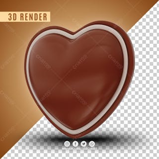 Icone 3d de coração de chocolate 3