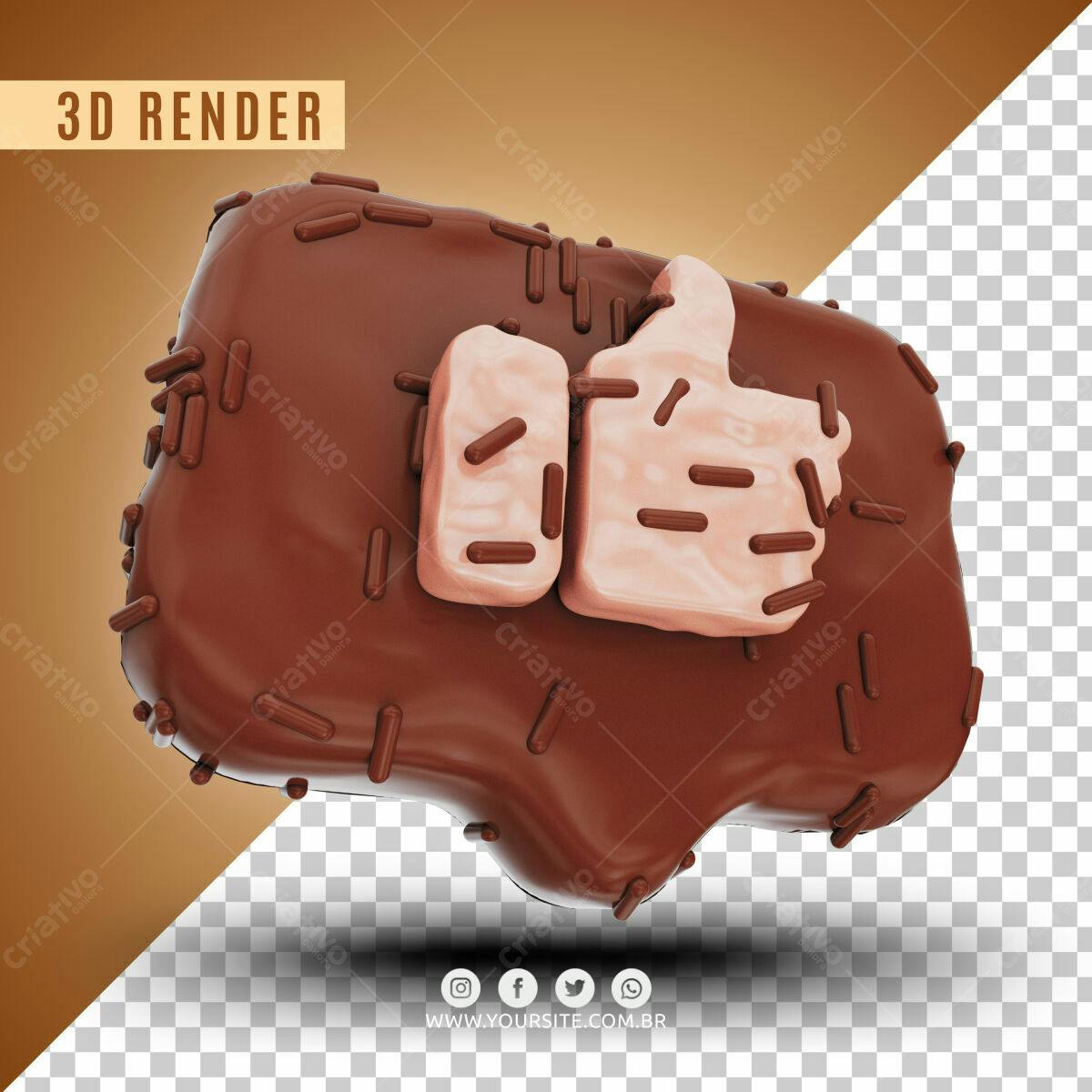 Ícone Curtida em Chocolate PSD Editável